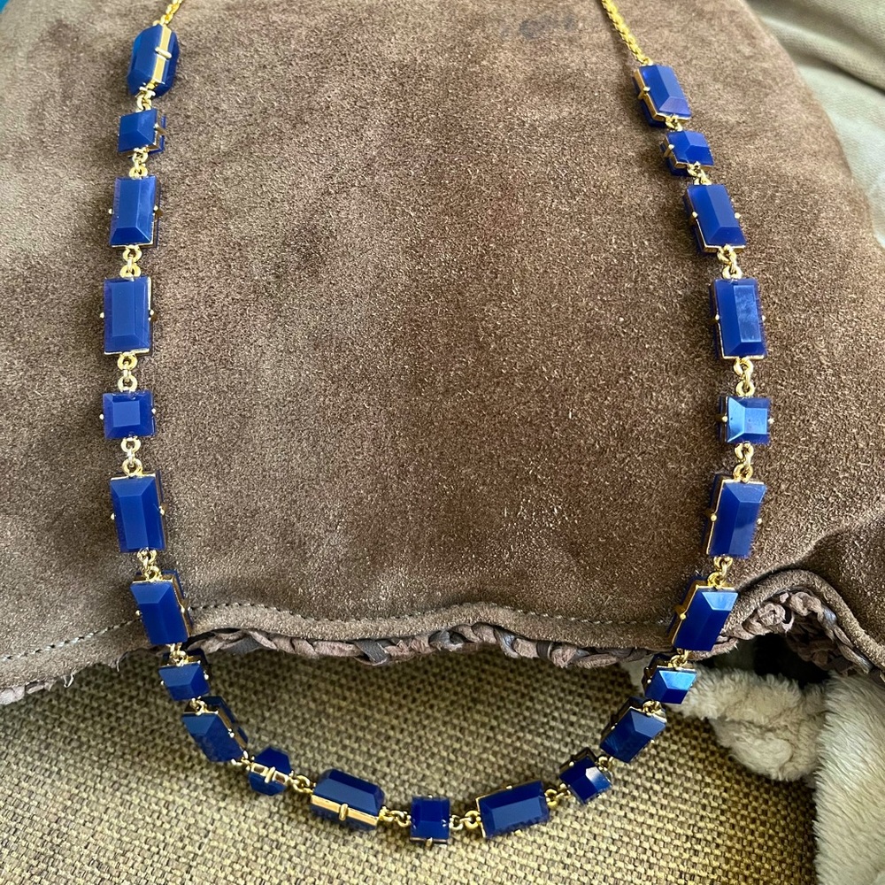 Kate Spade Blue Gold Resin Statement Station Necklace